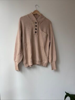 lunya Women's Button-Placket Crew Sweater - Blush